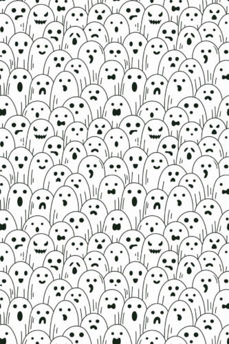 Pattern repeat of Minimalist Monochrome Ghost removable wallpaper design