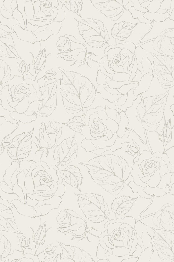Pattern repeat of Minimalist rose removable wallpaper design