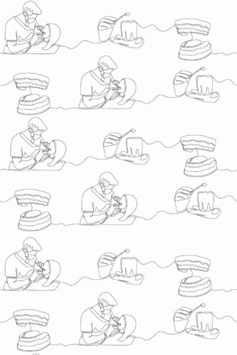 Pattern repeat of Minimalist stomatology removable wallpaper design