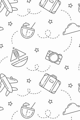 Pattern repeat of Minimalist travel removable wallpaper design