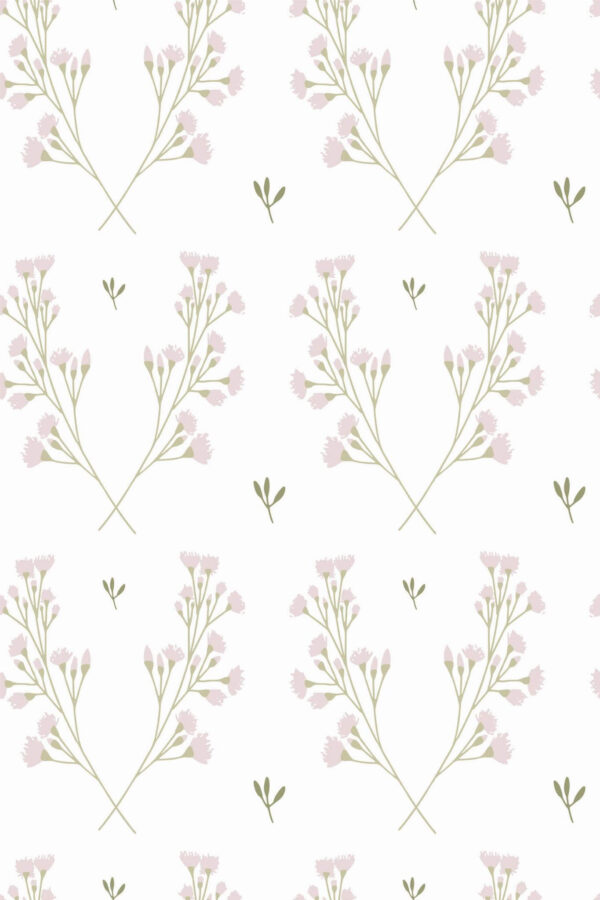 Pattern repeat of Minimalist wildflower removable wallpaper design