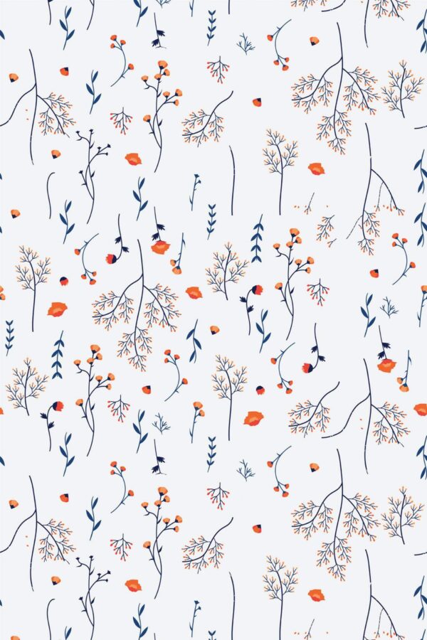Pattern repeat of Minimalistic flower removable wallpaper design