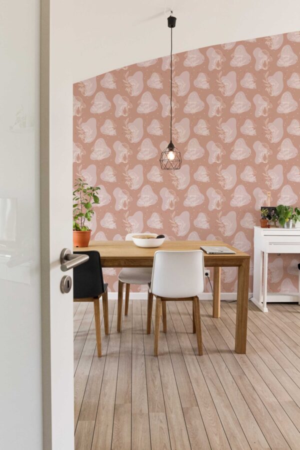 Brown boho mushrooms design self-adhesive wallpaper from Fancy Walls