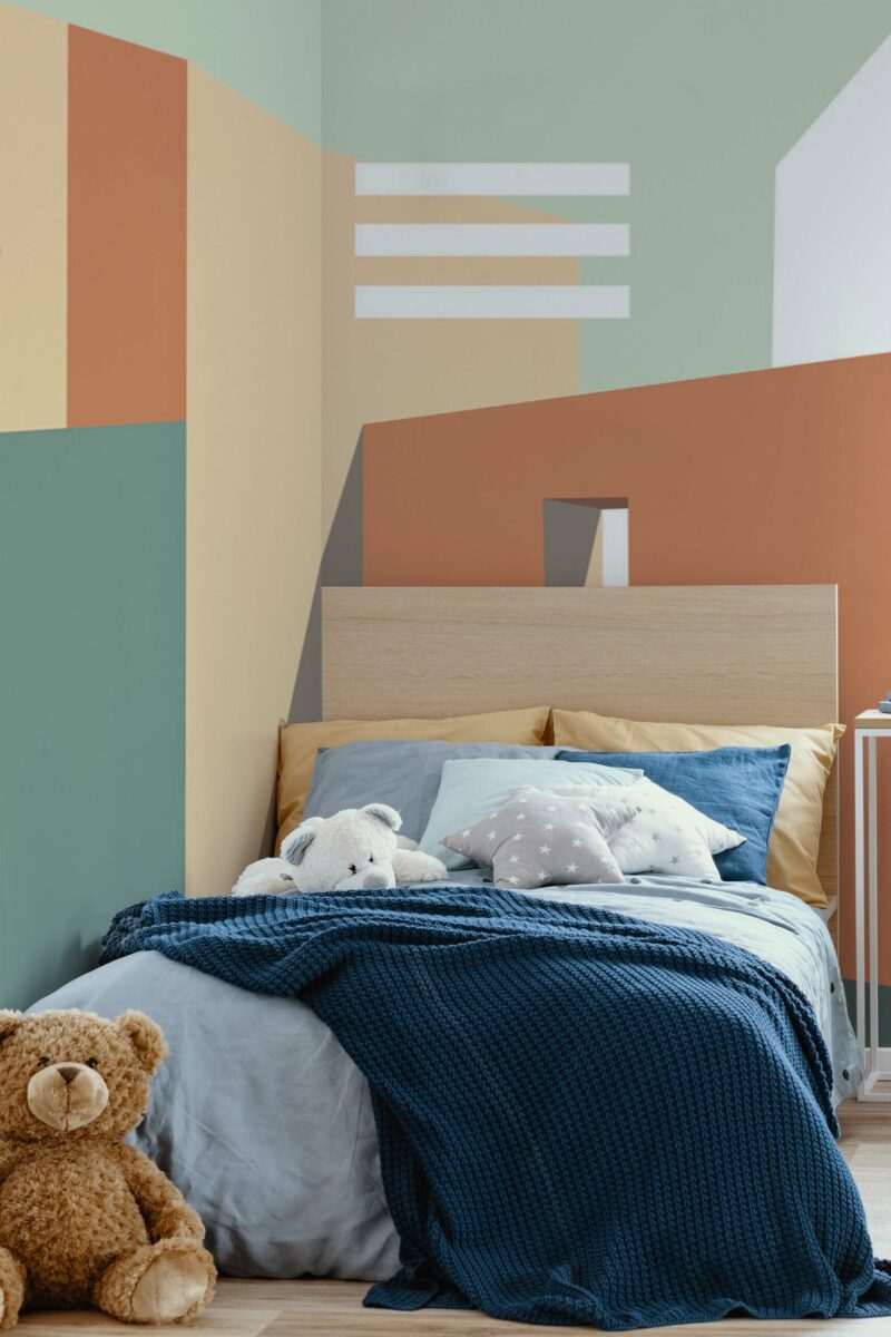 Architecture peel and stick or non-pasted wall mural. Fancy Walls removable self-adhesive or traditional bold geometric eco-friendly and PVC-free office mural wallpaper.