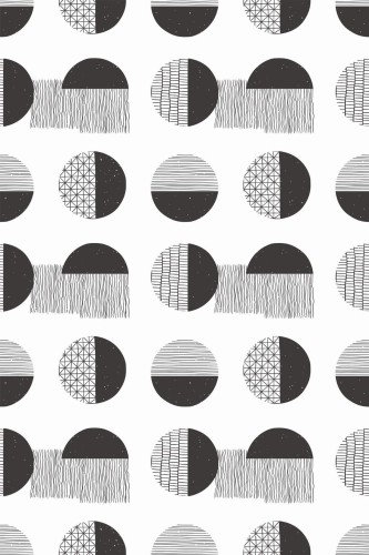 Pattern repeat of Modern geometric circles removable wallpaper design