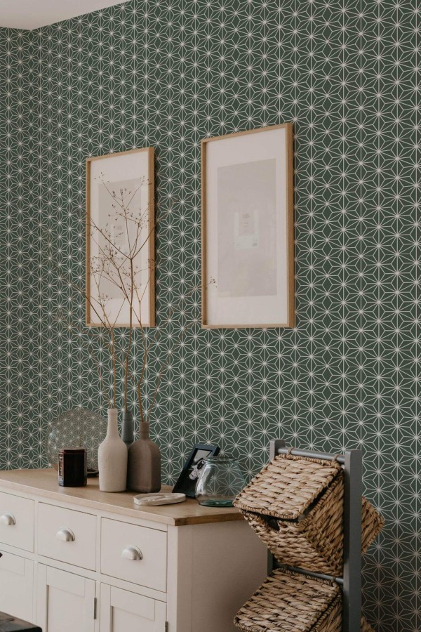 Scandinavian style bedroom decorated with Modern geometric kitchen peel and stick wallpaper