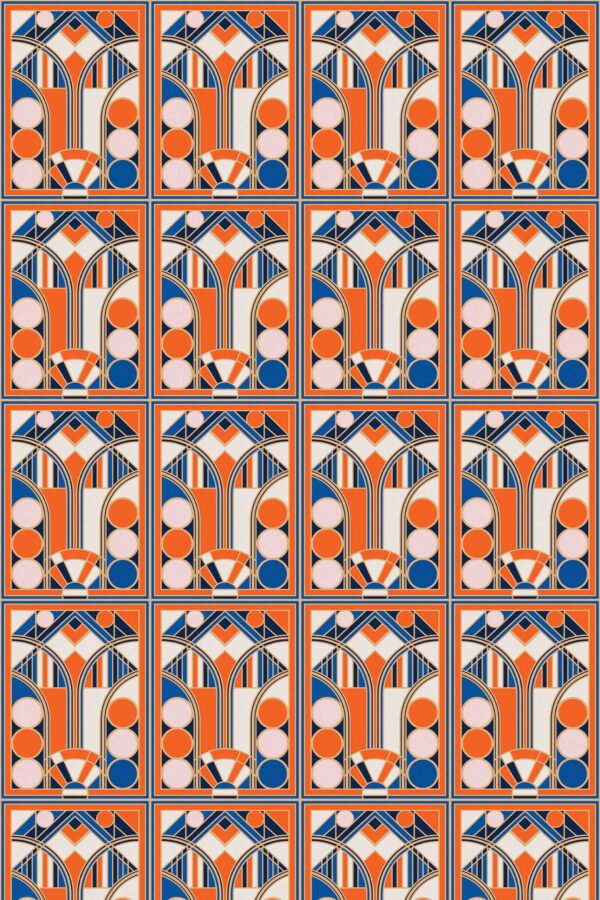 Orange Art Deco Elegance Wallpaper