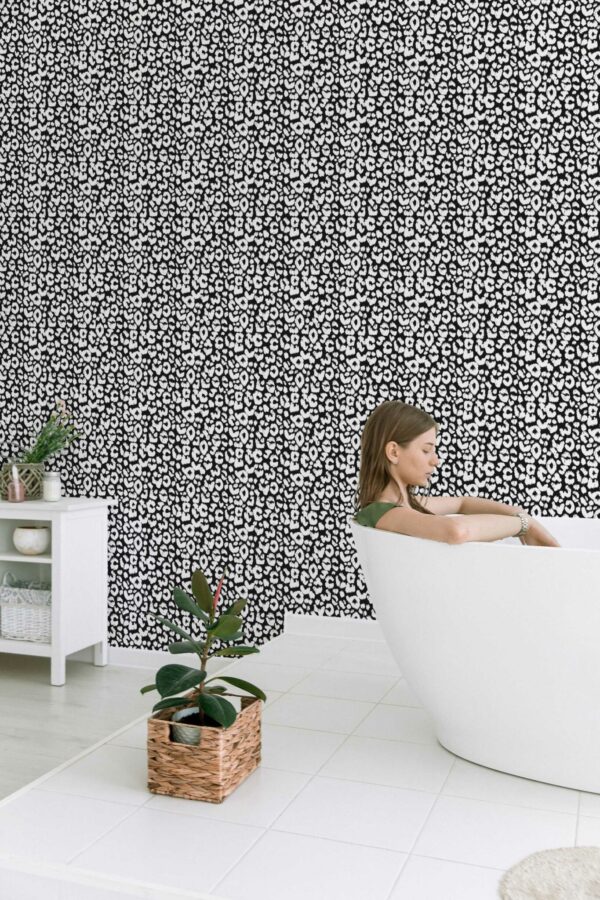 Fancy Walls Monochromatic Leopard self-adhesive wallpaper