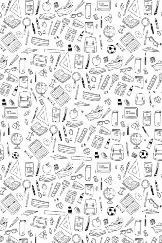 Pattern repeat of Monochromatic Study Bits removable wallpaper design