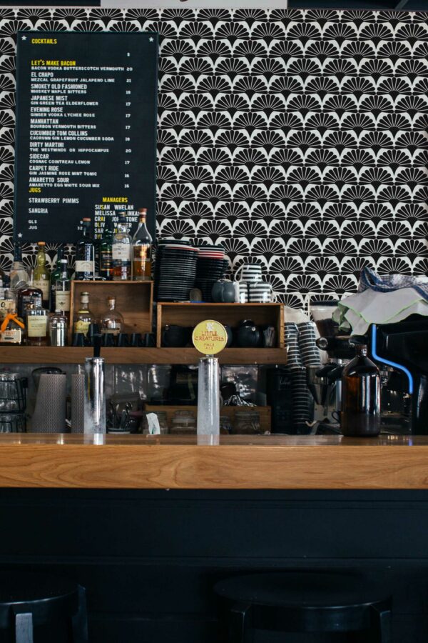 Monochrome Art Deco black and white self-adhesive wallpaper by Fancy Walls.
