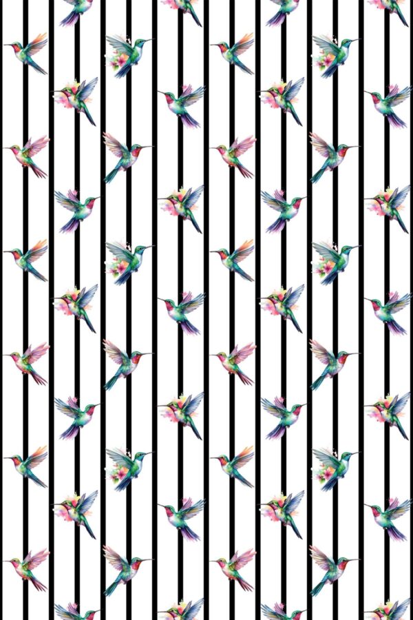 Colibri self-adhesive wallpaper with striped design by Fancy Walls