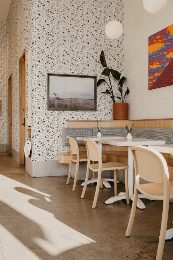 Non-pasted wallpaper with black and white puppy pattern by Fancy Walls