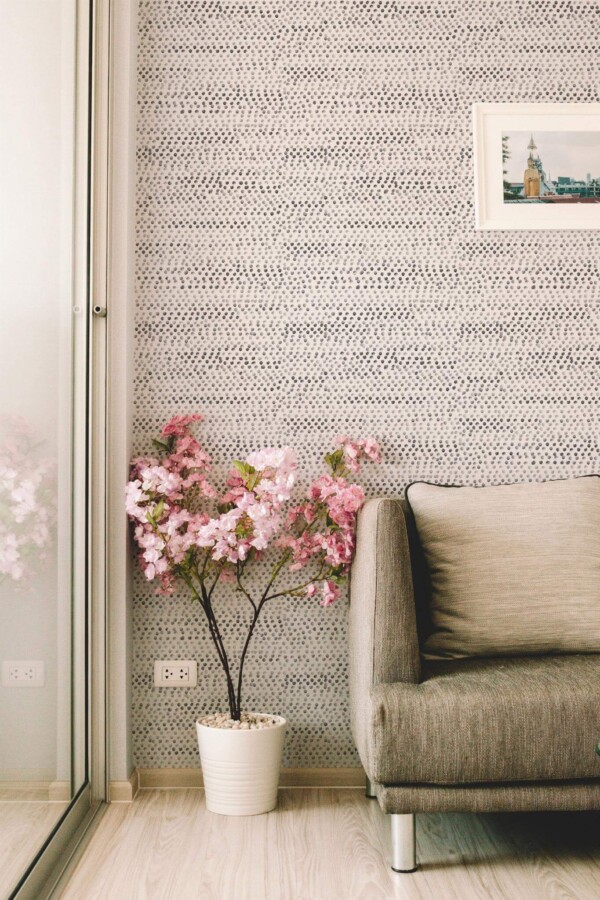 Modern farmhouse style living room decorated with Moon dots peel and stick wallpaper