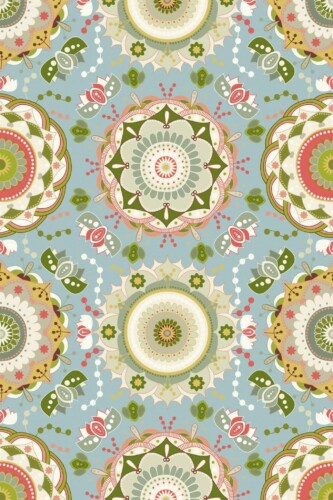 Pattern repeat of Moroccan floral mandala removable wallpaper design