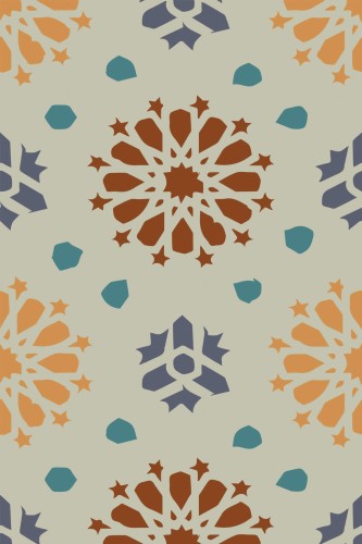 Pattern repeat of Moroccan floral removable wallpaper design