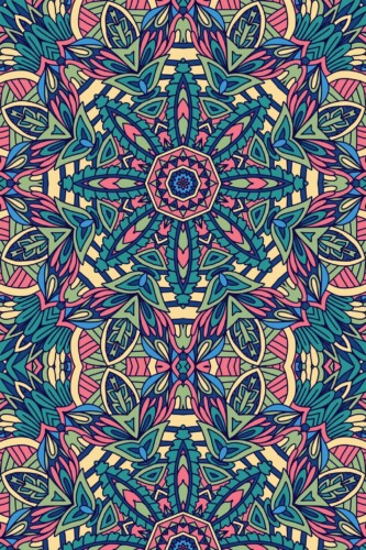 Pattern repeat of Moroccan mandala removable wallpaper design