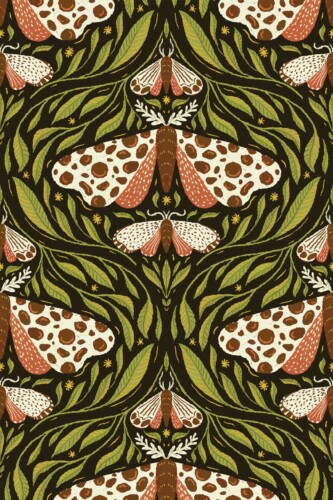 Fancy Walls Moths in Dark Red self-adhesive wallpaper