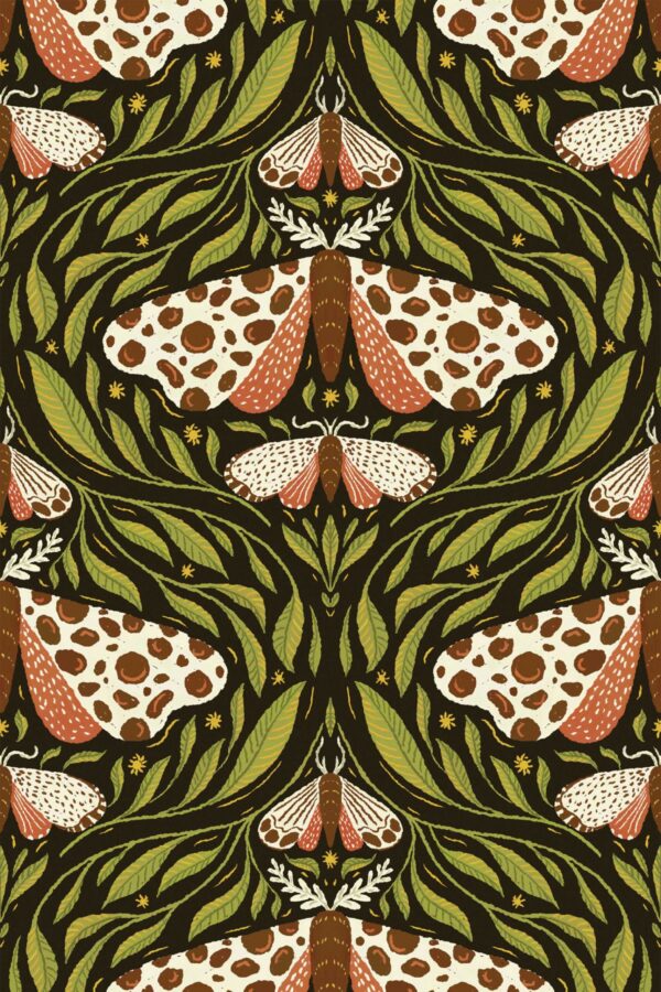 Fancy Walls Moths in Dark Red self-adhesive wallpaper