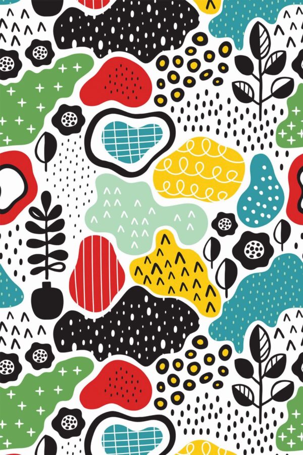Pattern repeat of Multicolor abstract design removable wallpaper design