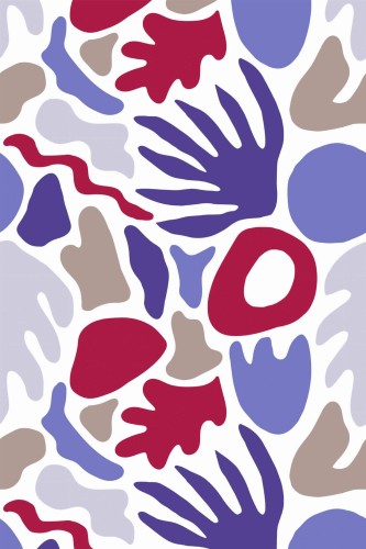 Pattern repeat of Multicolor abstract seaweed removable wallpaper design