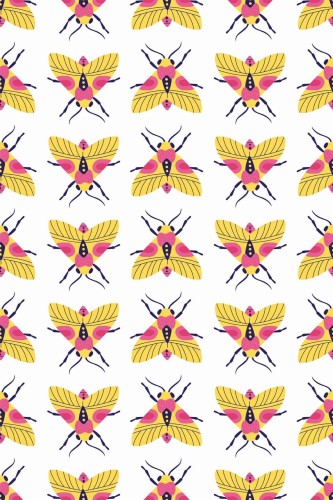 Pattern repeat of Multicolor bug removable wallpaper design