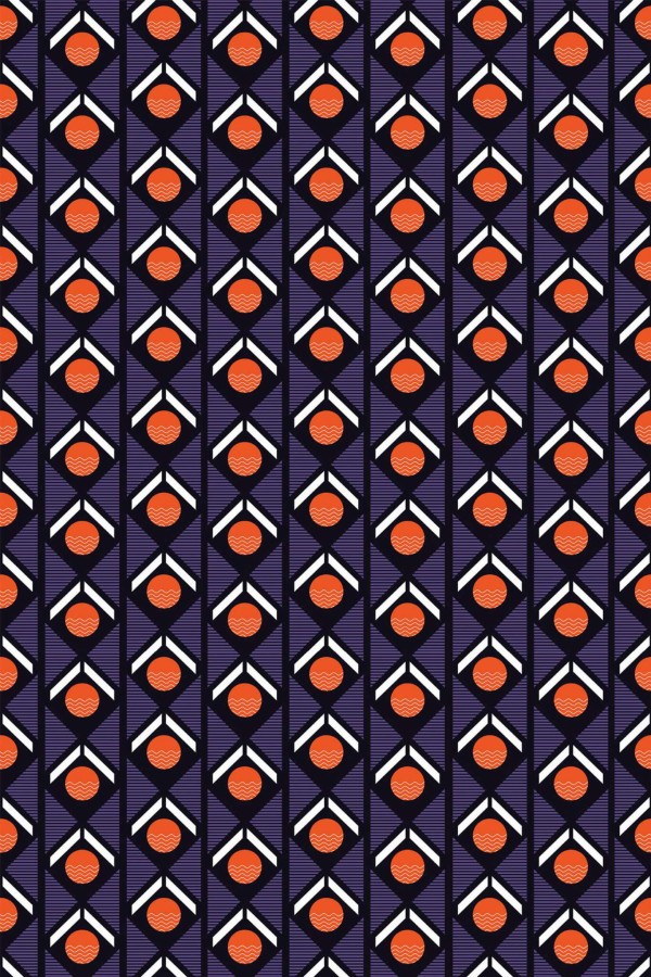 Pattern repeat of Multicolor retro geometric removable wallpaper design