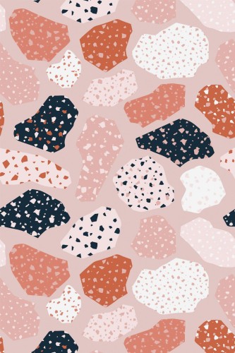 Pattern repeat of Multicolor terrazzo removable wallpaper design