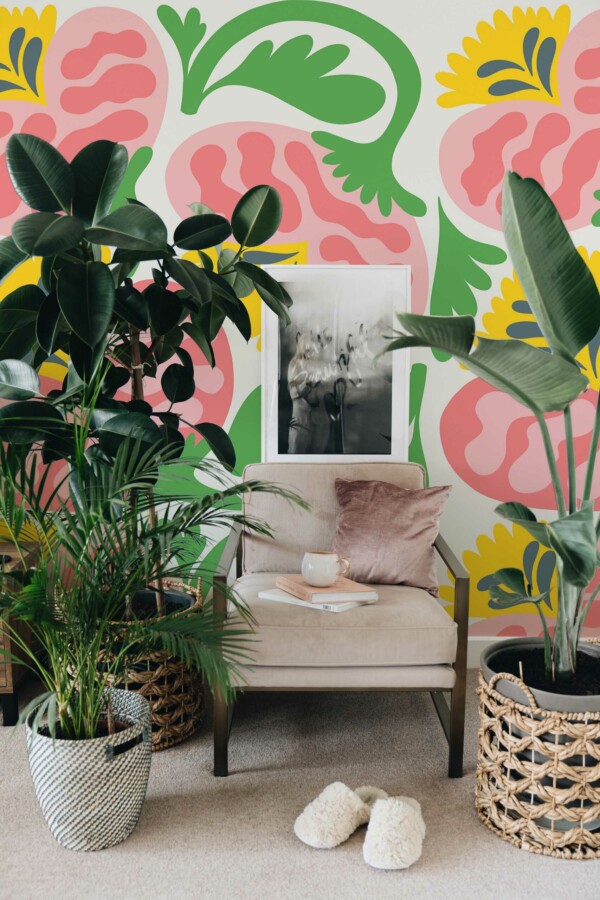 Wall mural peel and stick with bold wildflower design from Fancy Walls