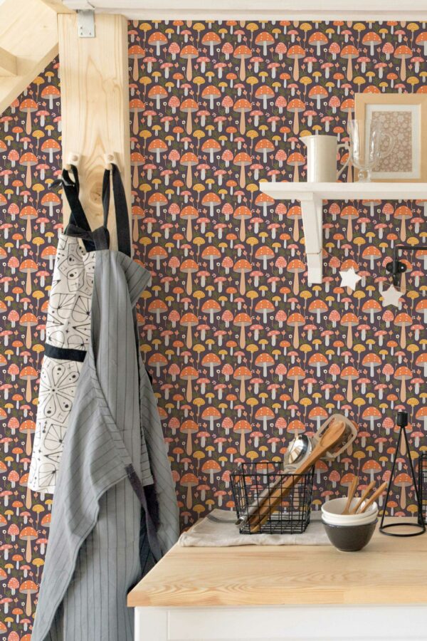 Colorful Fungi Charm self-adhesive wallpaper by Fancy Walls