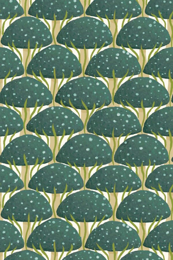 Fancy Walls Mushrooms Green Calm traditional wallpaper