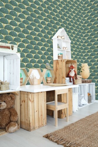 Fancy Walls Mushrooms Green Calm peel and stick wallpaper