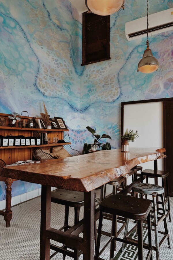Serene Blue Marble wall mural peel and stick by Fancy Walls