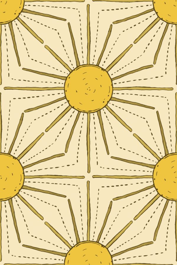 Fancy Walls Sun Burst Yellow Radiant removable wallpaper
