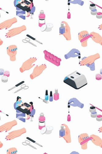 Pattern repeat of Nail salon removable wallpaper design