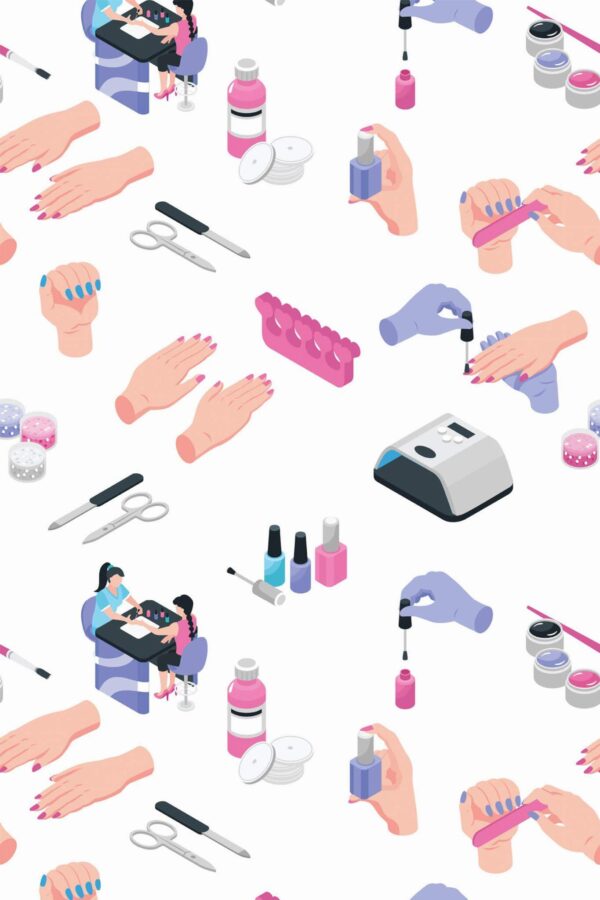 Pattern repeat of Nail salon removable wallpaper design
