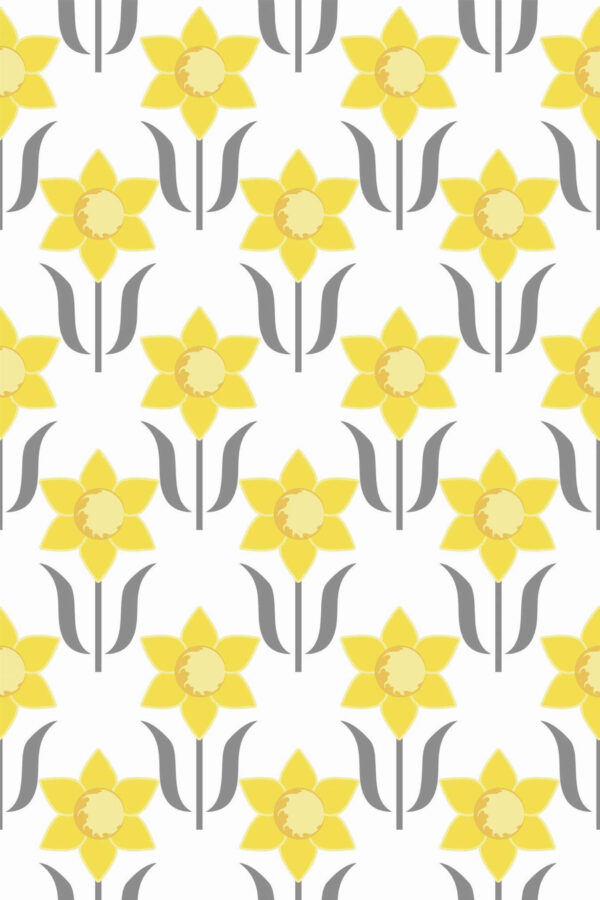 Pattern repeat of Narcissus Art Nouveau removable wallpaper design