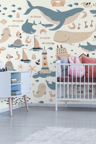 Fancy Walls' Cute Underwater World Mural wall mural peel and stick