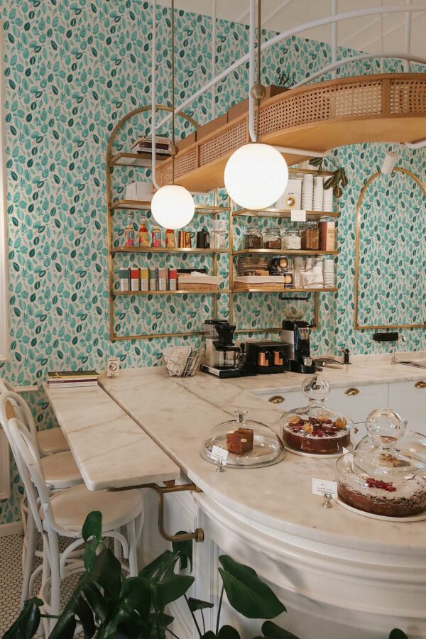 Fancy Walls peel and stick wallpaper in nautical blue for kitchen