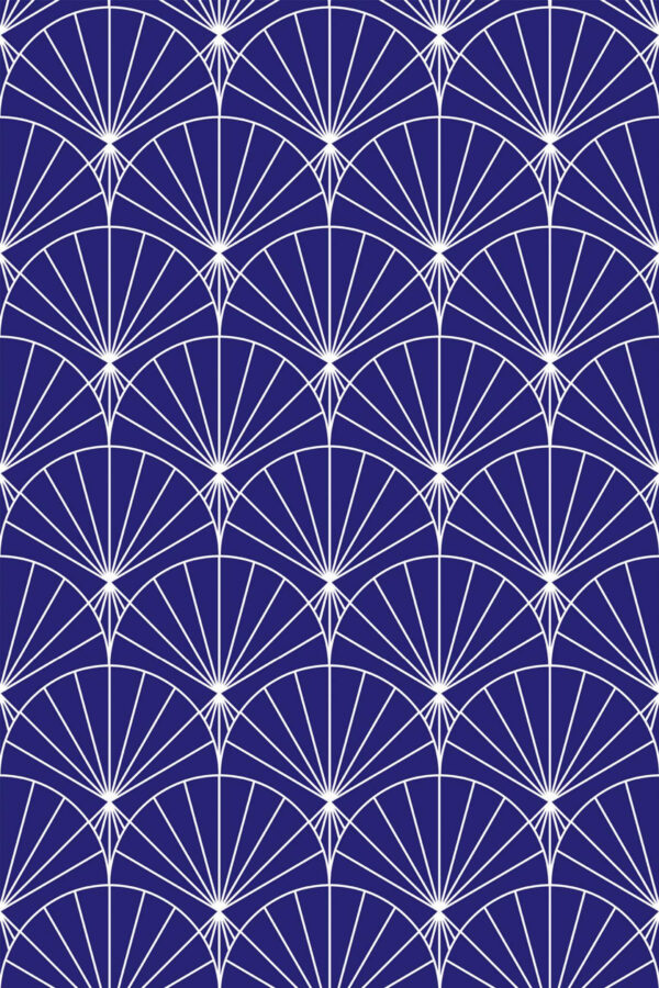 Pattern repeat of Navy Art Deco removable wallpaper design