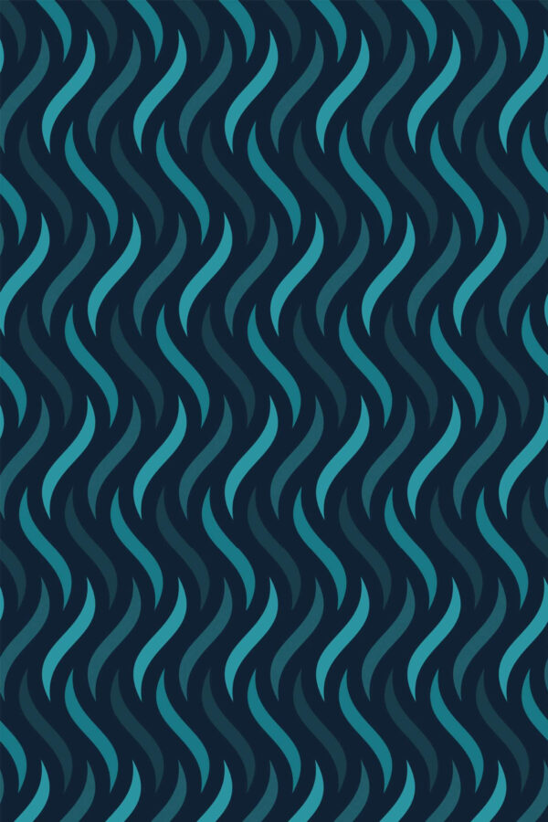 Pattern repeat of Navy blue water illusion removable wallpaper design