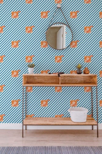 Contemporary style entryway decorated with Negroni time peel and stick wallpaper