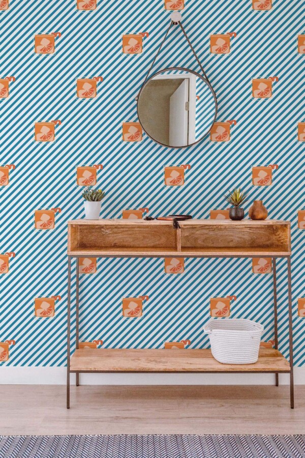 Contemporary style entryway decorated with Negroni time peel and stick wallpaper