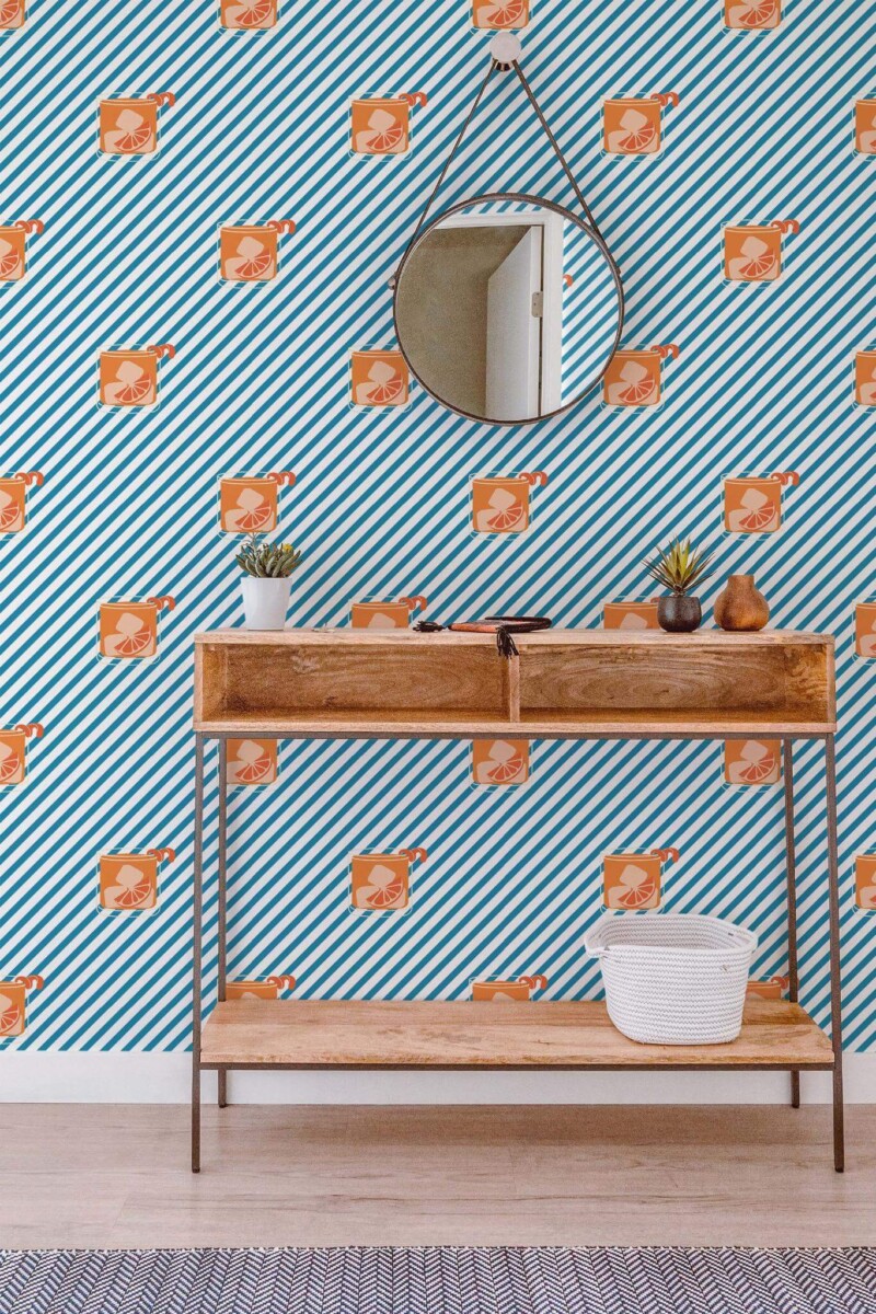 Contemporary style entryway decorated with Negroni time peel and stick wallpaper