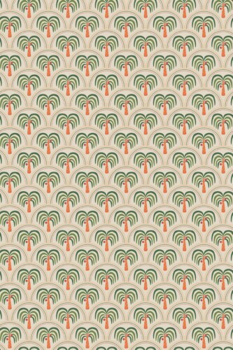 Fancy Walls self-adhesive wallpaper with a neutral green Art Deco palm pattern.