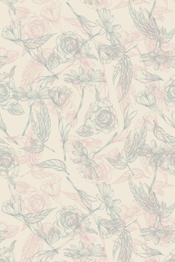 Pattern repeat of Neutral nursery removable wallpaper design