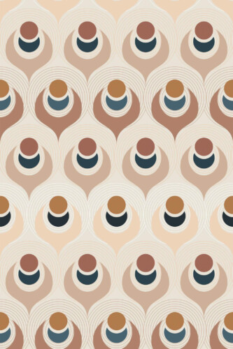 Pattern repeat of Neutral retro geometric removable wallpaper design