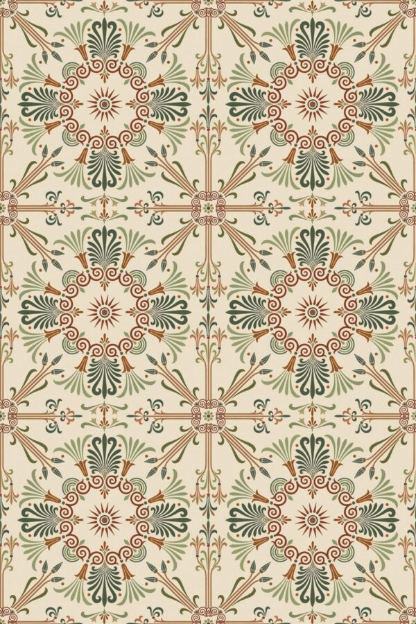 Pattern repeat of Neutral vintage tile removable wallpaper design