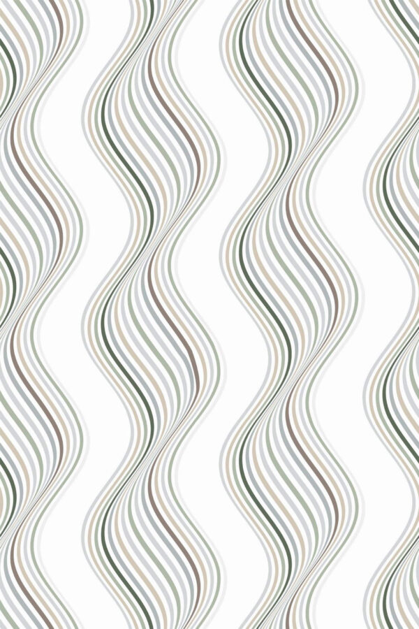 Pattern repeat of Neutral waves removable wallpaper design
