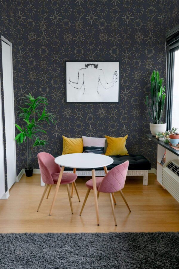 Eclectic style living room decorated with New year peel and stick wallpaper