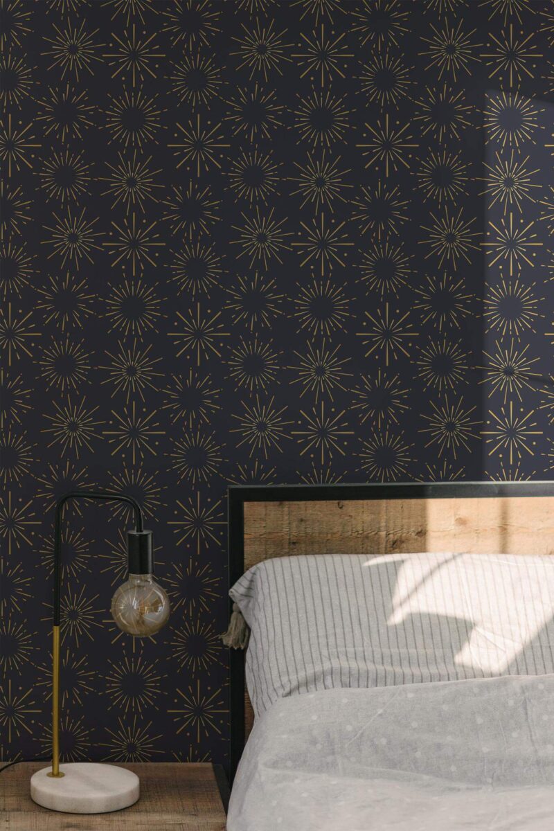 Minimal modern style bedroom decorated with New year peel and stick wallpaper